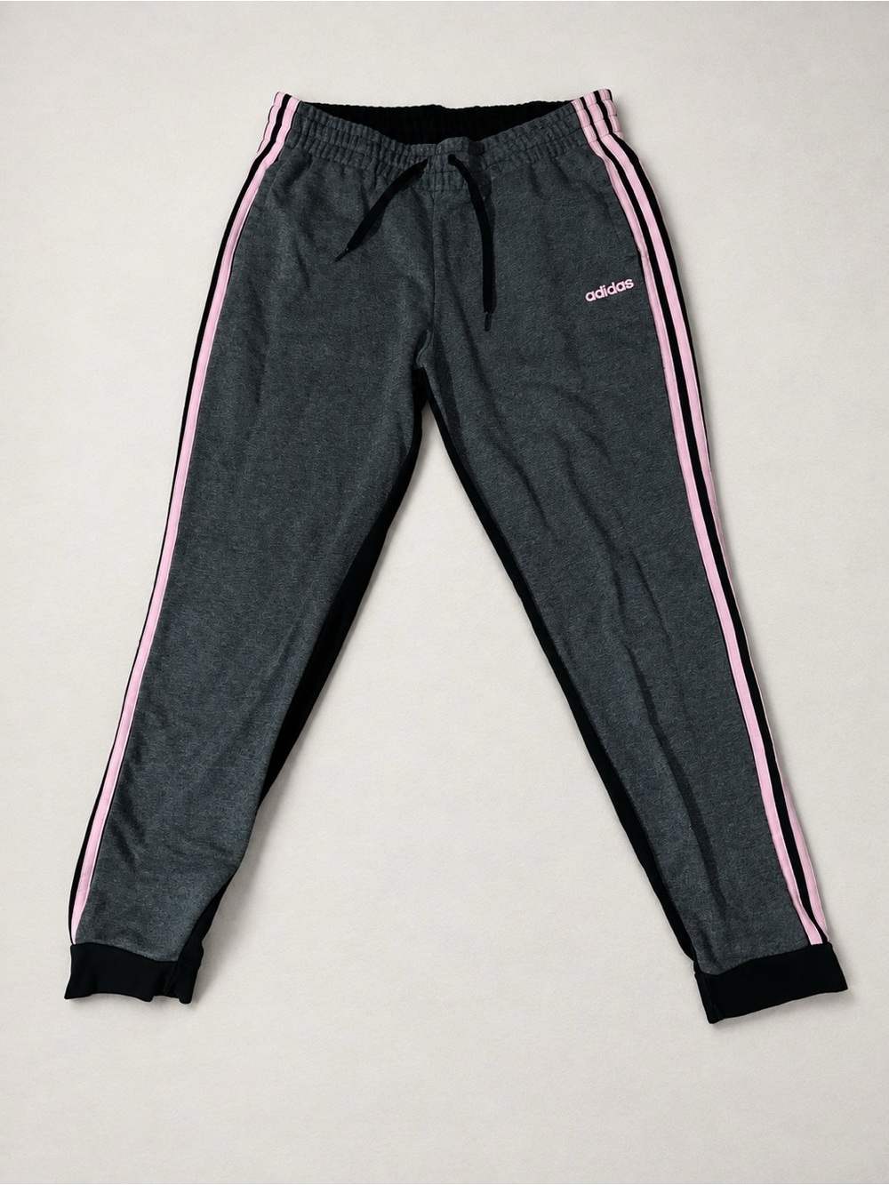 Adidas Charcoal Joggers with Pink Side Stripes